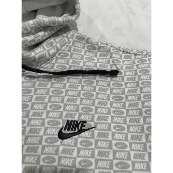 Nike All Over Print Hoodie Hooded Sweatshirt Size Medium White Gray - Picture 5 of 10